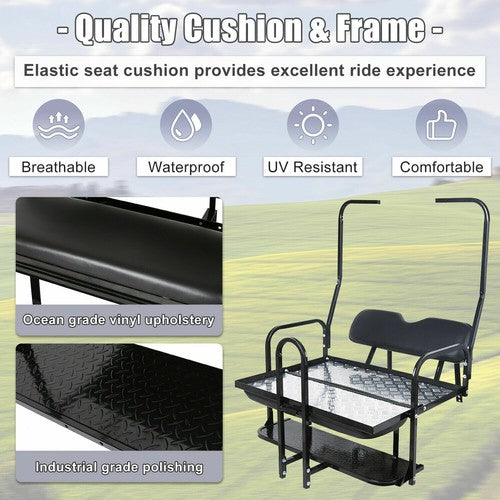 DURAFORCE For 1982-2000 Club Car DS Golf Cart Flip Folding Rear Back Seat Kit w/ Grab Bar