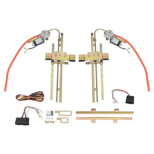 DURAFORCE Set 2 Door Street Hot Rat Rod Flat Glass Power Window w/ Switches Wiring NEW