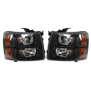 DURAFORCE Headlights Headlamps Black Housing Pair For 07-14 Chevy Silverado 1500-3500 New