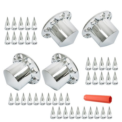 DURAFORCE 33mm Spiked Axle Cover Set Rear Axle Complete Wheel Cover Fits For Semi Truck