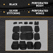 DURAFORCE For 14-2018 Chevy Silverado LT DOUBLE Cab Full Set Seat Cover Black Replacement