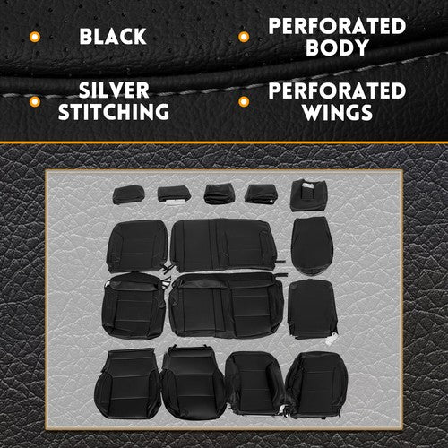 DURAFORCE For 14-2018 Chevy Silverado LT DOUBLE Cab Full Set Seat Cover Black Replacement