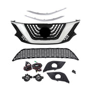 DURAFORCE 8pcs For Nissan Murano 2015-2018 Front Grill Bumper Trim Molding+Foglights Set