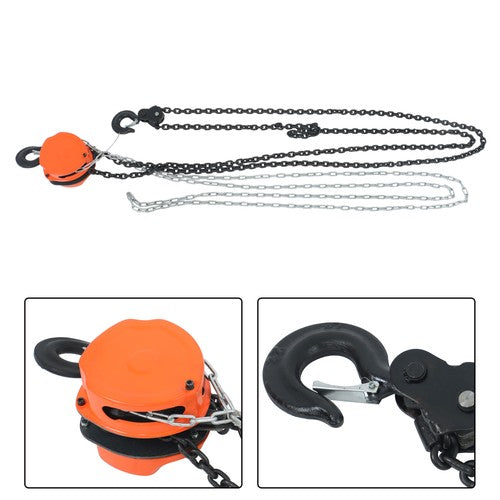 DURAFORCE Hand chain hoist carbon steel orange 2 tons/4400 lbs 10 feet 360° swivel hook