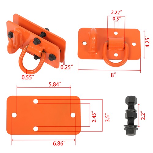 DURAFORCE 3/8" Tractor Bucket Hooks with Tie Down Ring, Grade 70 Forged Steel 2 Pack Bolt