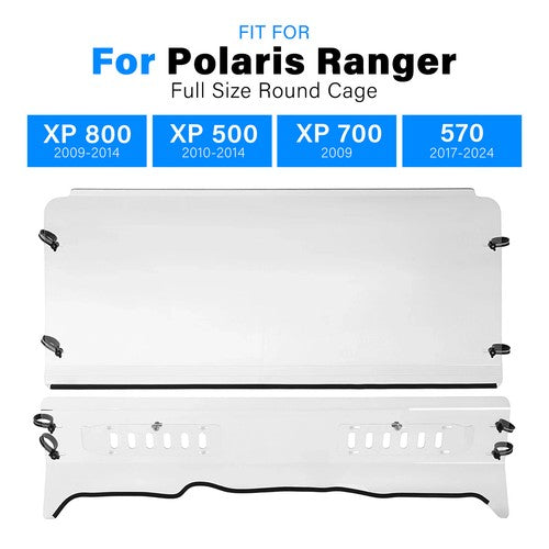 Polaris Ranger Fullsize Round Cage Windshield 570 2017-2024 Clear Vented