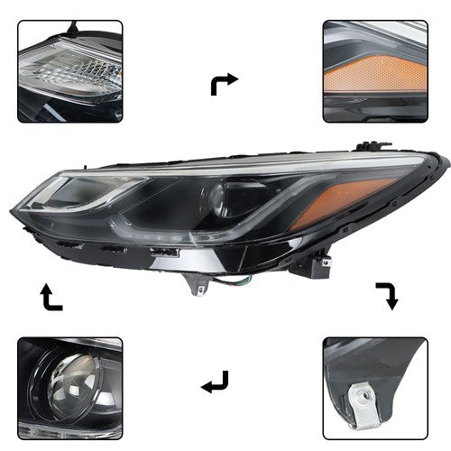DURAFORCE Black Headlight w/ LED DRL Fit For Chevy Cruze 2016 2017 2018 Left Driver Side