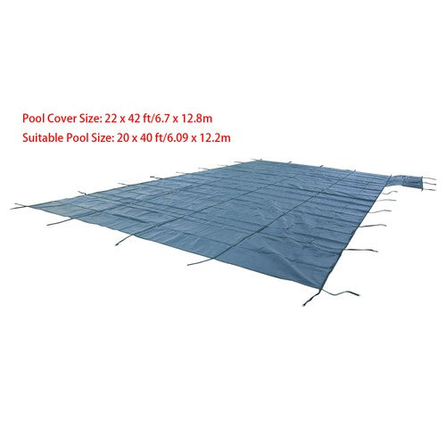 DURAFORCE Inground Pool Cover Safety Fits Rectangle Swimming Pool Mesh Solid Pool Cover