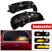 DURAFORCE Rear Mirror LED Smoke Sequential Turn Signal Light For 2019-2022 Dodge Ram 1500