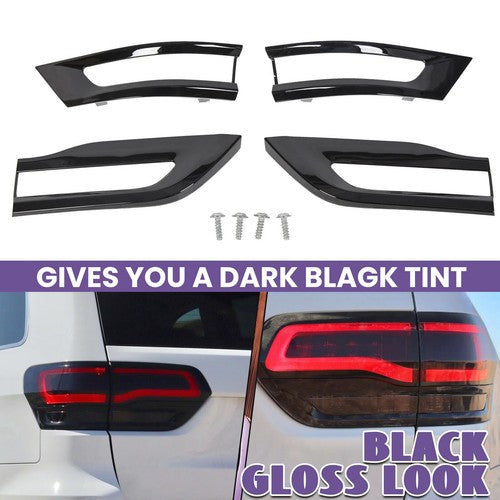 DURAFORCE Gloss Black Tail Light Lamp Cover Trim Bezel for 2014-2021 Jeep Grand Cherokee
