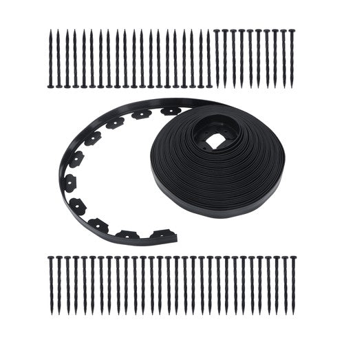 DURAFORCE Garden Edging Landscape Edging with 60 Spikes for Lawn 1.5 Inch 100FT Black