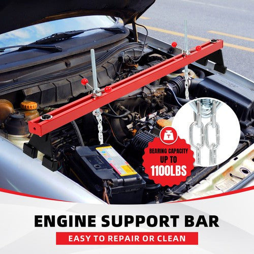 DURAFORCE Engine Support Bar 1100lb Motor Transverse Bar Lift Holder Dual Hook Cross
