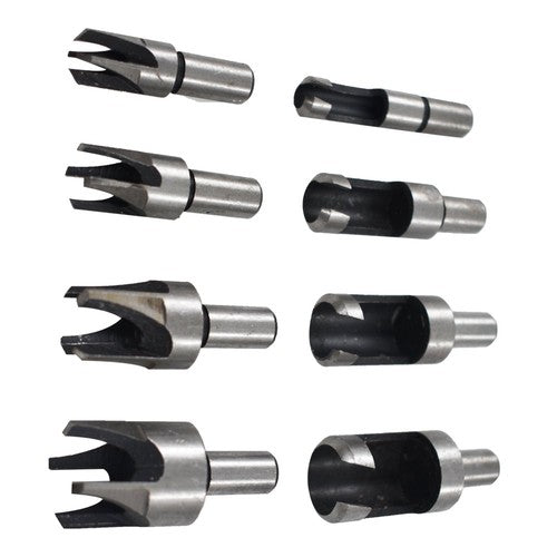DURAFORCE 8X Carbon Steel Wood Plug Hole Cutter Dowel Maker Cutting Shank Drill Bit Set