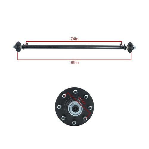 DURAFORCE For 7000lbs 7k TK Trailer Axle 8 lug-6.5" 89" HF 74" Spring Center New
