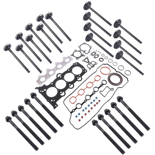 DURAFORCE Gasket Set W/ Bolts &Intake Exhaust Valves for Hyundai Accent 1.6L L4 2012-2019