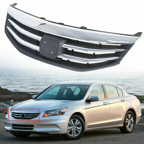 DURAFORCE Radiator Bumper Grille Front Upper Grill for 2011 2012 Honda Accord Chrome