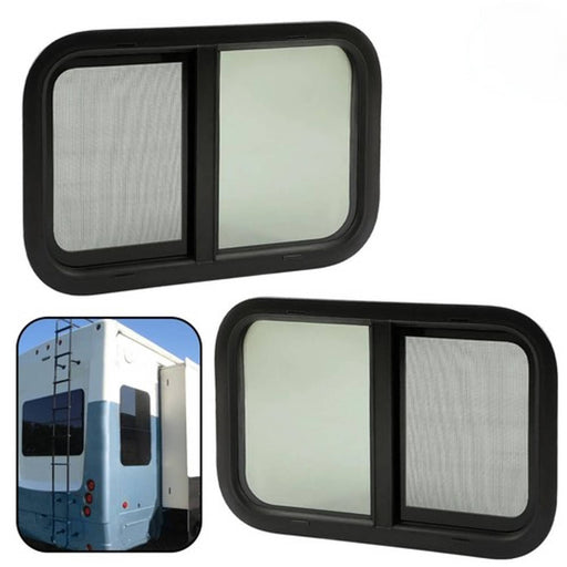 DURAFORCE 2PCS Universal 16" x 25" Horizontal Slider RV Window For Cargo Trailer W/ Screen