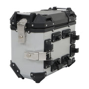 DURAFORCE Silver 36L Motorcycle Side Case Hard Saddlebag Box Trunk Tour with Support Racks