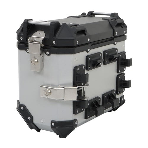 DURAFORCE Silver 36L Motorcycle Side Case Hard Saddlebag Box Trunk Tour with Support Racks
