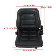 DURAFORCE Universial Seat with Adjustable Backrest Seatbelt Slid for Forklift Tractor