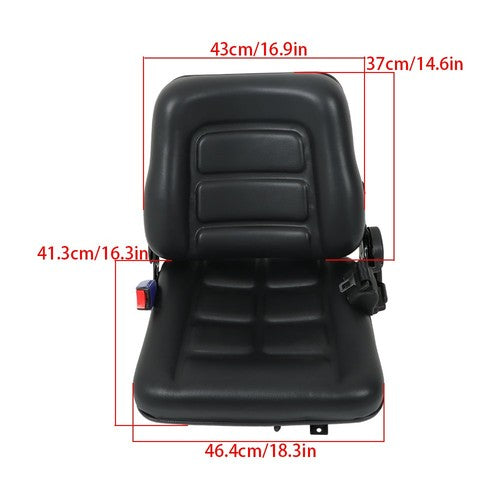 DURAFORCE Universial Seat with Adjustable Backrest Seatbelt Slid for Forklift Tractor