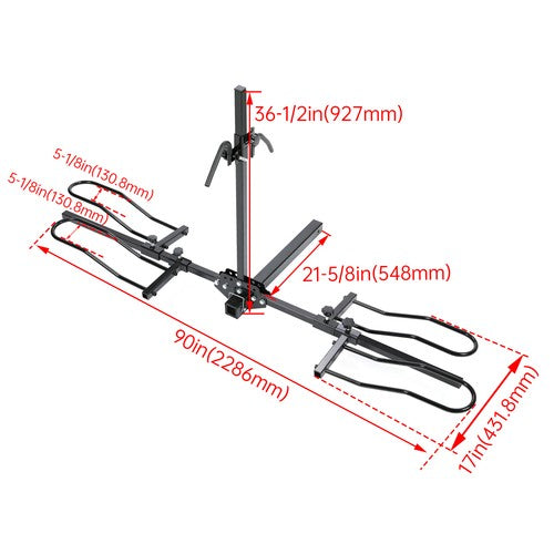 Foldable 2 Bike Floor Stand Hitch Mount Rack For Fat Tire Electric Bicycle