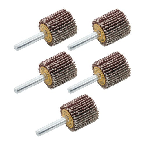 DURAFORCE 5 Pack 1" x 1" x 1/4" Shank Mounted Flap Wheels 60 Grit Aluminum Oxide