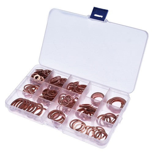 DURAFORCE Solid Copper Crush Washers Seal Sealing Flat O-Ring Gaskets Assorted 280Pcs/Kit