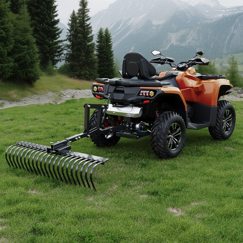 DURAFORCE For ATV UTV Lawn Garden Tractors 60" Landscape Rake W/1 Point Hitch Lift Steel