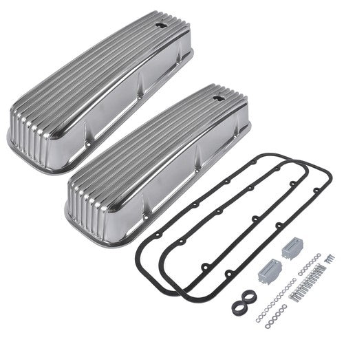 DURAFORCE 3-11/16" Tall Finned Aluminum Valve Covers Fits Chevy Big Block 396 402 427 454