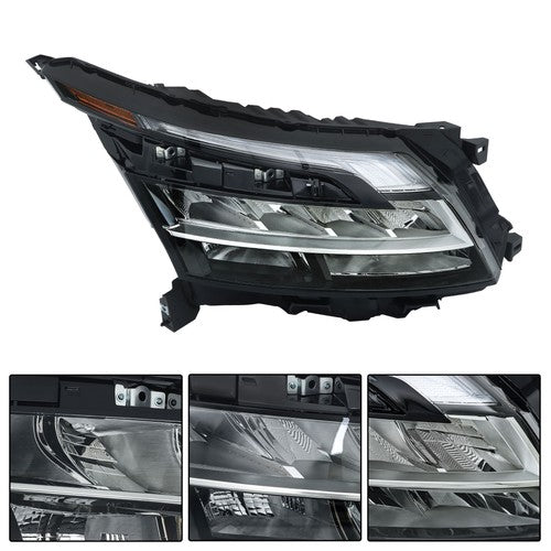DURAFORCE LED Headlight Passenger Right Side For Nissan Pathfinder 2022-2023 Chrome Bezel