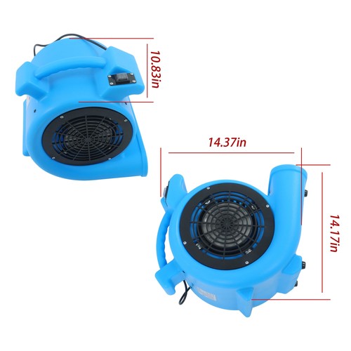 DURAFORCE Powerful 1/2HP 2200CFM 15ft 2-Position Carpet Dryer - Blue Fan