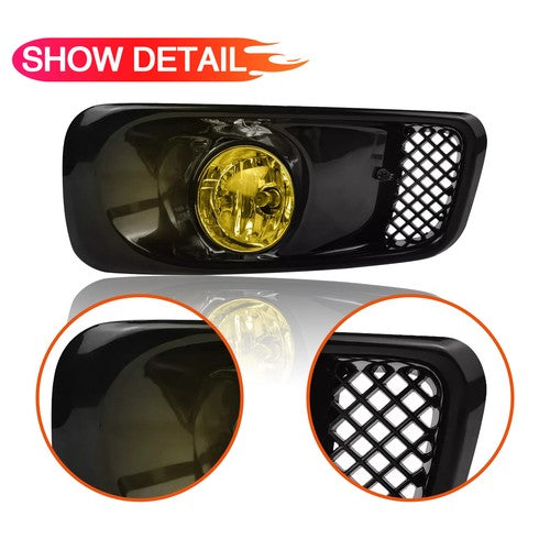 DURAFORCE For 1999-2000 Honda Civic Front Bumper Yellow Lens Halogen Fog Lights Lamp