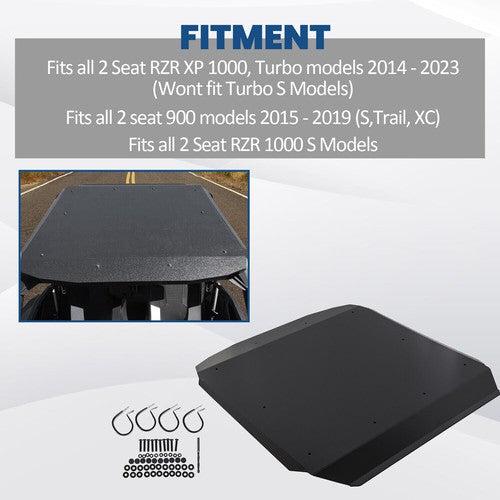 Thick 1 4 Inch Hard Plastic Roof Top for Polaris RZR 900 S S 1000 2014 to 2023