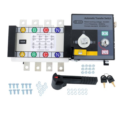 DURAFORCE 1PC ATS 160A 4 Poles 110V 220V Grid to AC Generator Automatic Transfer Switch