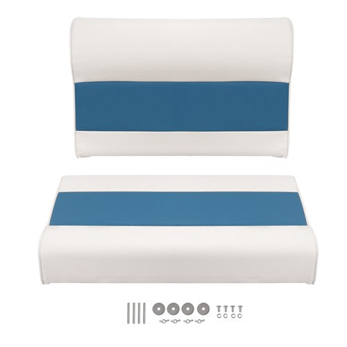 DURAFORCE #8WD95-1B-204 28" Pontoon Bench Seat Cushion Set White/Navy/Blue