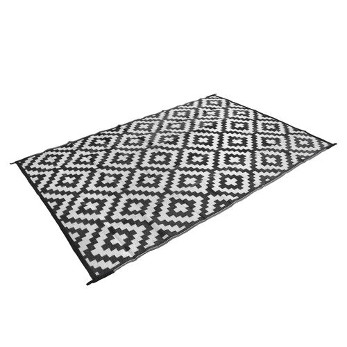 DURAFORCE Outdoor Rug Outdoor Indoor RV Mat Carpet For Patio Backyard Black & White 6x9 ft