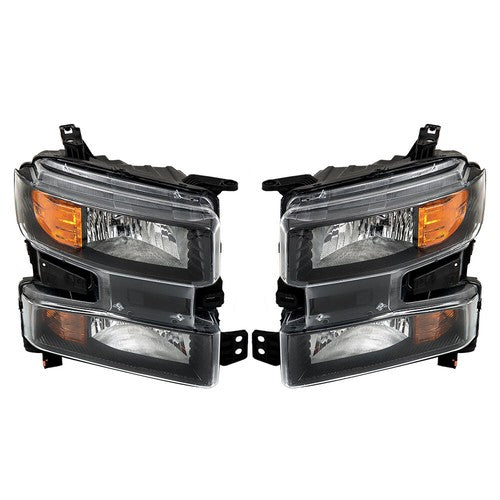 DURAFORCE Headlights+Red Brake Tail Lights For 2019-2021 Chevy Silverado 1500 Halogen 4PCS