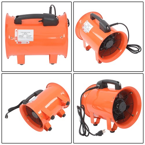 DURAFORCE Portable Blower Steel 8 Inch, 900CFM 180W Industrial Orange 16.4ft Ducting