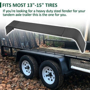 DURAFORCE 13"-15" Tires Steel Diamond Tread Plate Tandem Axle Trailer Fenders 10"x72"x13"