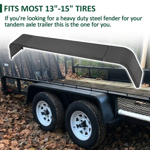 DURAFORCE 13"-15" Tires Steel Diamond Tread Plate Tandem Axle Trailer Fenders 10"x72"x13"