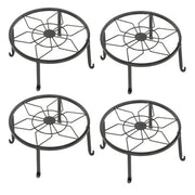 DURAFORCE 4 Pack 9inch Black Metal Plant Stands Heavy Duty Plants Holder Flower Pot Stand