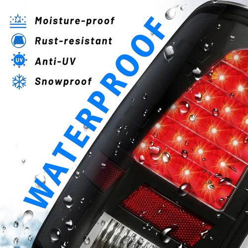 For 2009 2018 Dodge Ram 1500 2500 3500 LED Black Tail Lights Brake Lamps A Pair