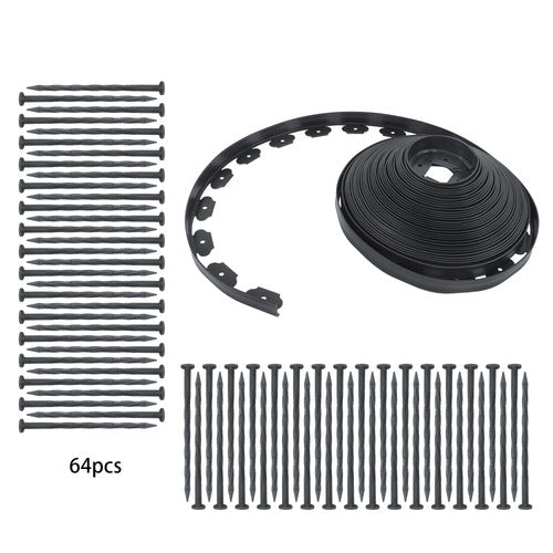 DURAFORCE Garden Edging Landscape Edging with 64 8in Spikes for Lawn 1.5 Inch 100FT Black