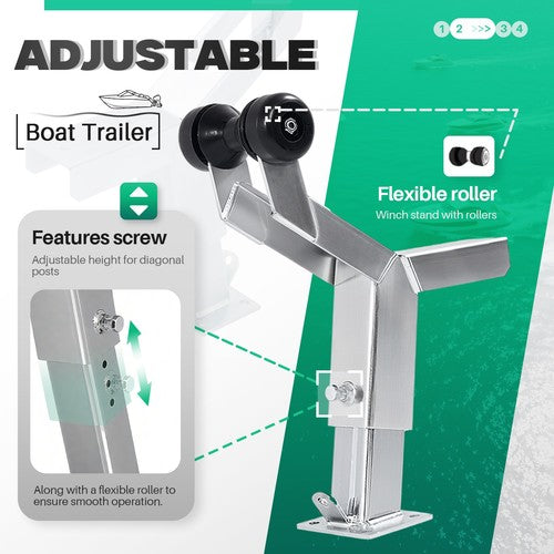 DURAFORCE Adjustable Short Nose Boat Trailer Winch Stand With Roller Universal Galvanized