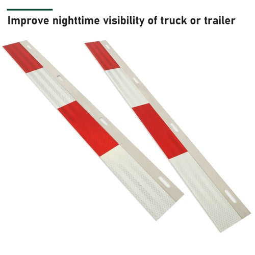 DURAFORCE 2PCS 24" x 3" Aluminum Mud Flap Hanger Top Plates Reflector Strips For Truck