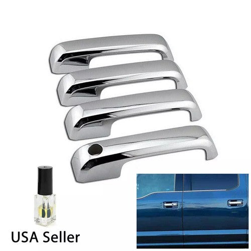 4x Chrome Door Handle Cover Cap Trim Kit No SMKH for 2017-2020 Ford F-250 F-350
