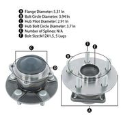 DURAFORCE FWD Pair Rear Wheel Bearing Hubs For Toyota Celica Corolla Matrix Pontiac Vibe