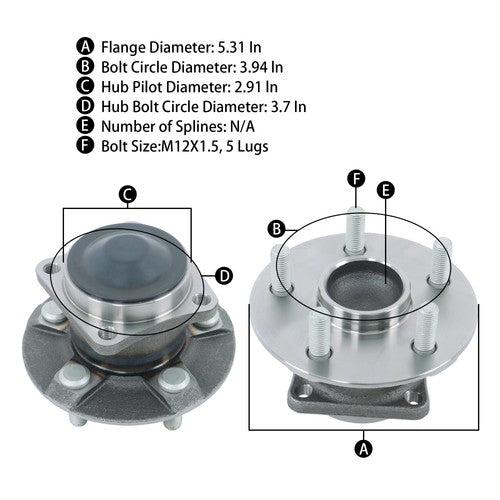 DURAFORCE FWD Pair Rear Wheel Bearing Hubs For Toyota Celica Corolla Matrix Pontiac Vibe