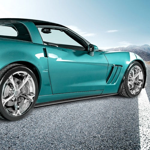 ZR1 Style ABS Side Skirts Rocker Panels Mud Flaps for Corvette C6 Z06 Wide 2005-2013